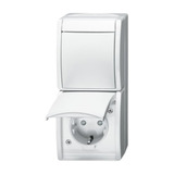 Busch-Jaeger Kombination Schutzkontaktsteckdose mit Wechselschalter und Wippe weiß (matt), Retail