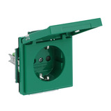 Busch-Jaeger Schutzkontakt-Steckdose Einsatz Typ F mit Klappdeckel und erhöhtem Berührungsschutz grün, Retail