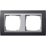 Gira Abdeckrahmen zweifach mit Zwischenrahmen Farbe Aluminium anthrazit, Retail