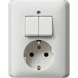 Gira Schutzkontakt Serienschalter Wippschalter Steckdose weiß, Retail