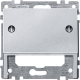 Merten Schrägauslass mit zentraler Abdeckplatte für Datenanschluss, Abdeckung aluminium, Retail