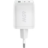 goobay USB-C Schnellladegerät Nano, PD, GaN, 65 Watt weiß, 1x USB-A, 2x USB-C PD, Charge 3.0