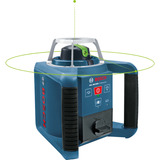 Bosch Professional Rotationslaser GRL 300 HVG Professional, mit Halterung blau/schwarz, grüne Laserlinie, mit Laser-Empfänger LR 1, VARTA Ladegerät + Akkus, in L-BOXX