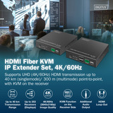 Digitus HDMI Fiber KVM IP Extender Set, KVM-Switch schwarz, 4K/60Hz