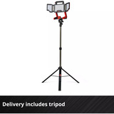 EINHELL Akku-Lampe TP-CL 18/3000 Li Set - Solo, Baustrahler rot, ohne Akku und Ladegerrät, inkl. Stativ