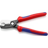 KNIPEX Kabelschere mit Doppelschneide 95 12 200 , Schneid-Zange rot/blau, Länge 200mm, für Cu- und Al-Kabel