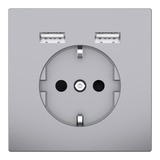 Merten Schutzkontakt Steckdose mit USB Ladegerät edelstahl, Retail