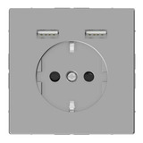 Merten Schutzkontakt Steckdose mit USB Ladegerät edelstahl, Retail