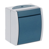 Busch-Jaeger Ausschalter zweipolig Aufputz mit Wippe, Basiselement mit Komplettgehäuse 2601/2 W-53 blaugrün, Retail