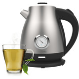 Cecotec Thermosense 620 Retro Steel, Wasserkocher edelstahl/schwarz, 2.200 Watt, 1,7 Liter