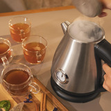 Cecotec Thermosense 620 Retro Steel, Wasserkocher edelstahl/schwarz, 2.200 Watt, 1,7 Liter