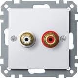 Merten Steckdose mit zwei Chinch-Steckbuchsen für Audio Anschluss weiß, Retail