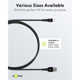 goobay Supersoftes USB 2.0 Textilkabel, USB-A Stecker > USB-C Stecker schwarz, 3 Meter