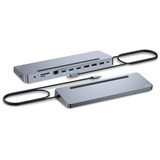 i-tec USB-C Metal Ergonomic Triple 4K Docking Station, Dockingstation HDMI, DP, USB-C, PD, mit Ladegerät