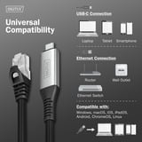 Digitus USB-C 3.2 Gen1 > RJ-45 Ethernet Kabel, 1Gbit/s, Adapter schwarz, 5 Meter, 10/100/1.000Mbit/s