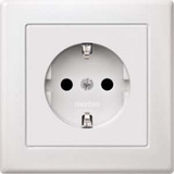 Merten Schutzkontakt-Steckdose Schuko mit erhöhtem Berührungsschutz, Unterputz, 16 Ampere, 250 Volt weiß (matt), Retail