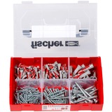 fischer FixTainer DuoPower + Schraube NV, Dübel hellgrau/rot, 210-teilig, mit Schrauben