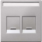 Merten Zentralplatte zweifach mit Beschriftungsfeld für Modular Jack Steckverbinder aluminium, Retail