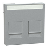 Merten Zentralplatte zweifach mit Beschriftungsfeld für Modular Jack Steckverbinder aluminium, Retail