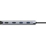 Targus USB-C Dual HDMI 4K Docking Station, Dockingstation silber, USB-A, USB-C, HDMI, RJ45, PD