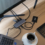 Targus USB-C Dual HDMI 4K Docking Station, Dockingstation silber, USB-A, USB-C, HDMI, RJ45, PD