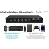i-tec USB-C KVM Docking Station, Dockingstation schwarz, für Drei Ausgangsgeräte, Zwei Displays, Power Delivery
