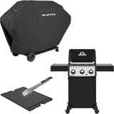 Broil King Gasgrill Crown 310 - BUNDLE schwarz, inkl. Gussplatte, Schutzhülle und Grillzange