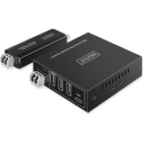 Digitus USB 3.2 Gen1 Fiber Extender, 5Gbps, 4 Ports, 300 Meter, USB-Extender schwarz, 3x USB-A, 1x USB-C
