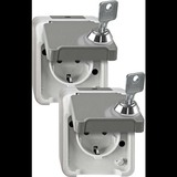 Merten Schutzkontakt-Steckdose Schuko Aufputz mit Schraubklemmen, IP44, 16 Ampere, 250 Volt hellgrau, Retail