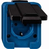 Merten Schutzkontakt-Steckdose mit Klappdeckel, schlagfest, 16 Ampere, 250 Volt, Aufputz blau, Retail
