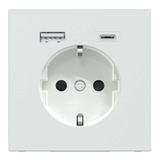 Merten Schutzkontakt Steckdose mit USB Ladegerät Typ MEG2367-6035, Unterputz, 16 Ampere, 250 Volt weiß (glänzend), Retail