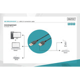 Digitus USB 2.0 Anschlusskabel USB-A (Stecker) > Mini-USB (Stecker) schwarz, 1 Meter