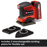 EINHELL Power X-Change Akku-Faust-Schwingschleifer TE-OS 18/113 3X Li-Solo, 18Volt rot/schwarz, ohne Akku und Ladegerät, mit Tasche + Zubehör