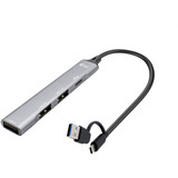 i-tec USB-A/USB-C Metal HUB 1x USB-C 3.1+3x USB 2.0, USB-Hub silber