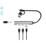i-tec USB-A/USB-C Metal HUB 1x USB-C 3.1+3x USB 2.0, USB-Hub silber