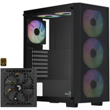 Aerocool B509A Flow-G-BK-v1, mit Netzteil Aero 650, Tower-Gehäuse schwarz, Tempered Glass