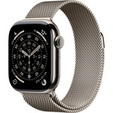 Apple Watch Series 11, Smartwatch Titan Natur, Titangehäuse, 42 mm, Milanaise Armband natur S/M, Cellular