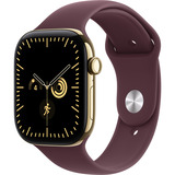 Apple Watch Series 12, Smartwatch Titan Gold, 46 mm, Sportarmband Burgund S/M, Cellular