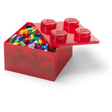 Room Copenhagen LEGO Storage Brick 4 Top Lid Glitter, Aufbewahrungsbox rot/transparent