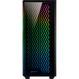 Sharkoon RGB LIT 200 Generalüberholt, Tower-Gehäuse schwarz, Front und Seitenteil aus gehärtetem Glas
