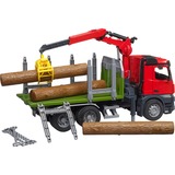 bruder 03669 Mercedes Benz Arocs Holztransport-LKW , Modellfahrzeug mit Ladekran, Greifer und 3 Baumstämmen