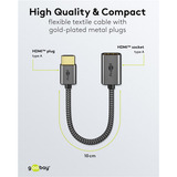 goobay Ultra High-Speed HDMI-Flexiadapter, Kabel schwarz/gold