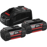 Bosch PRO Starter-Set 36V (2x GBA 36V 6.0Ah + GAL 3680 CV Professional) schwarz, 2x Akku + Ladegerät