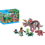 PLAYMOBIL 71821 Dinos Triceratops mit Jungtier, Konstruktionsspielzeug 