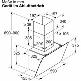 Bosch DWK65DK60 Serie 2, Dunstabzugshaube schwarz, 60 cm