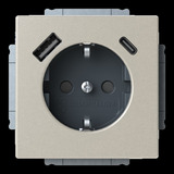 Busch-Jaeger Schutzkontaktsteckdose mit USB-A und USB-C Anschluss edelstahl, Retail