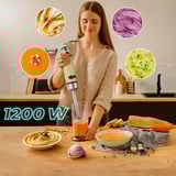 Cecotec Stabmixer Power RetroGreen 1200MAX Cream&Crush grün, 1.200 Watt, mit Zerkleinerer und Schneebesen