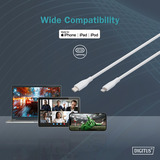 Digitus USB 2.0 Silikon-Kabel USB-C > Lightning, MFI zertifiziert weiß, 1 Meter, PD 2.0, Laden mit bis zu 60 Watt