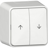 Gira Wipp-Jalousieschalter mit Pfeilsymbolen und Montageplatte Aufputz weiß, Retail