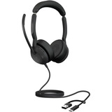 Jabra Evolve2 50, Headset schwarz, Microsoft Teams Version, Bluetooth 5.2, USB-C und USB-A, Stereo